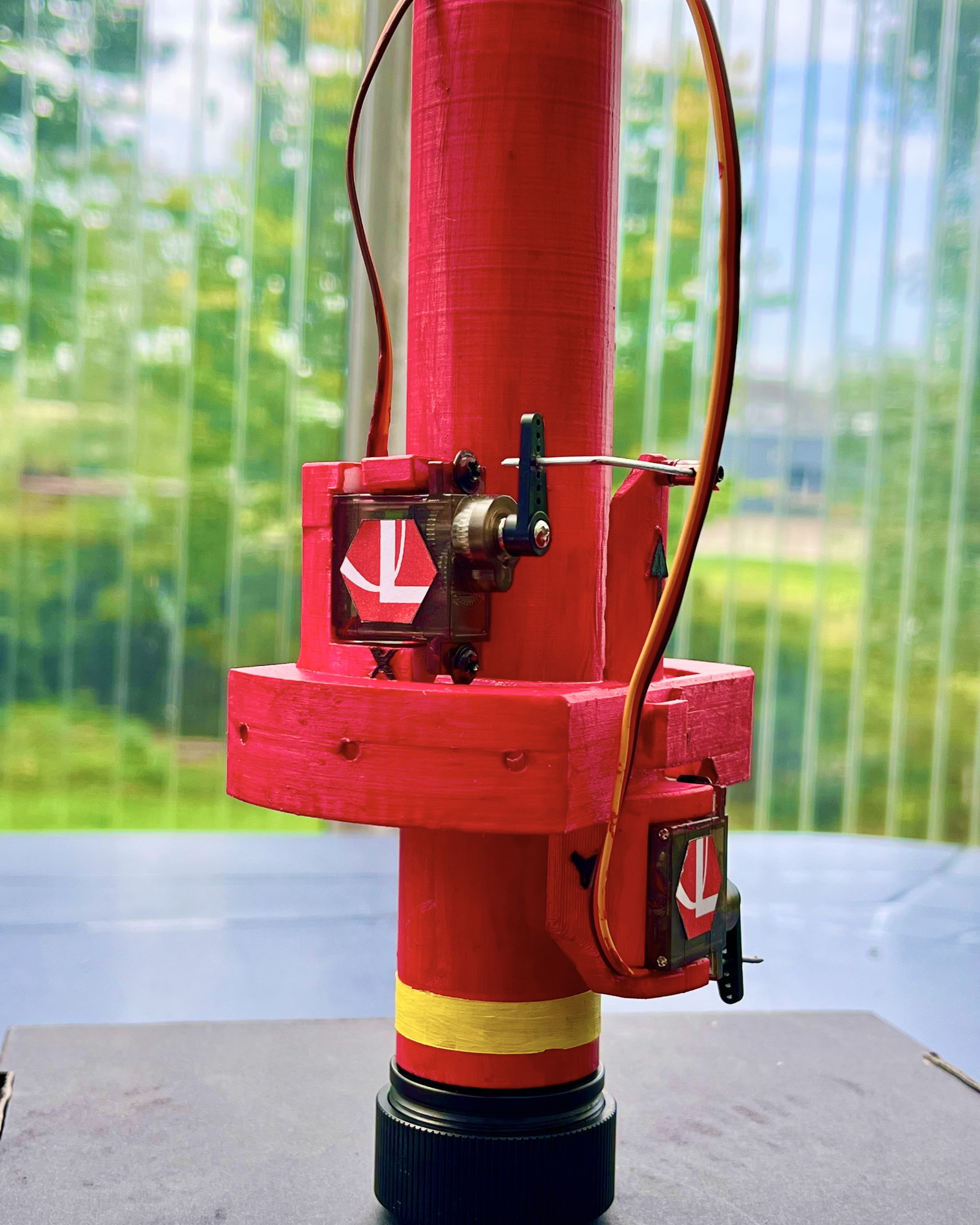 Two-axis thrust vector control gimbal holding the solid rocket motor